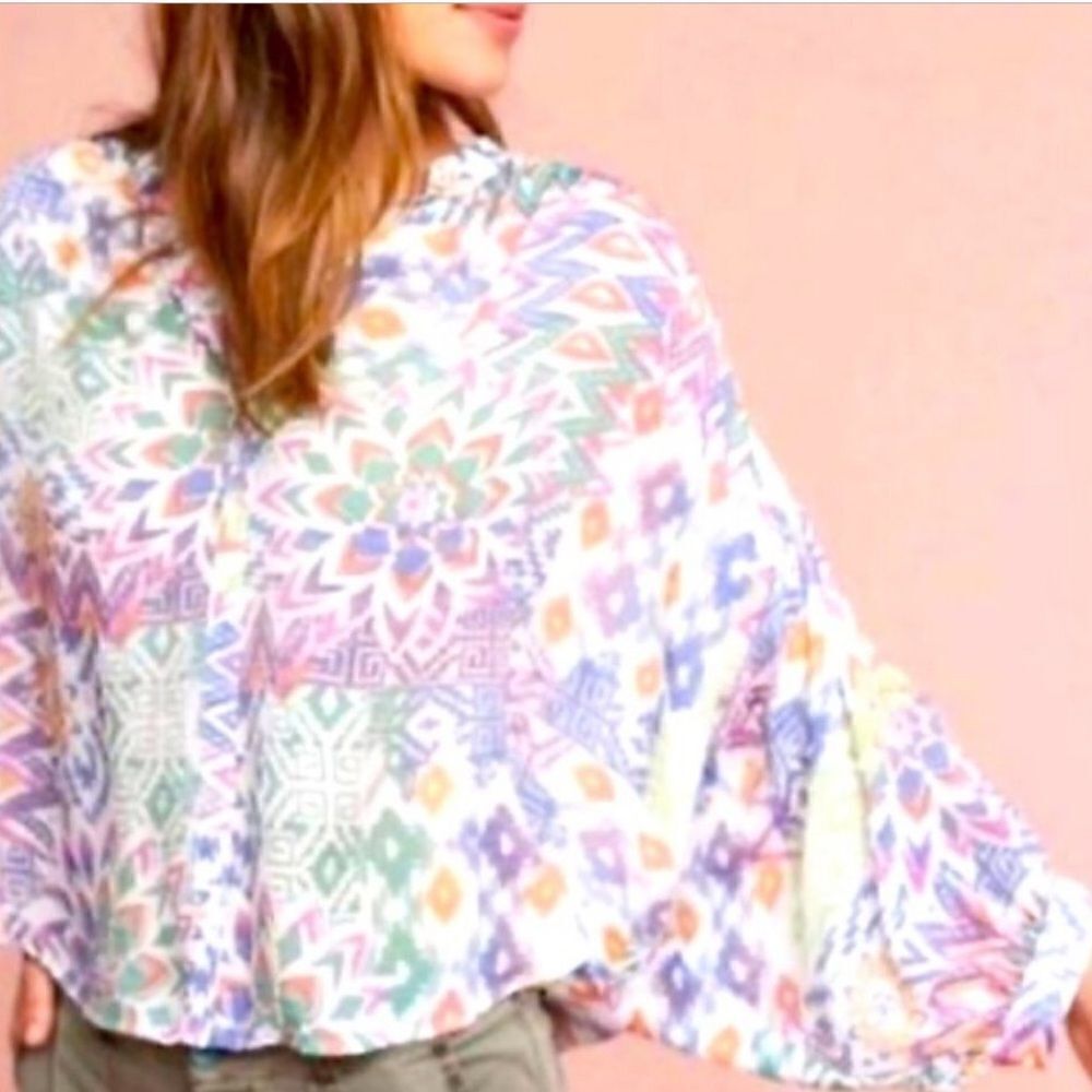 Anthropologie Maeve Bryanna Ikat Tribal Blouse